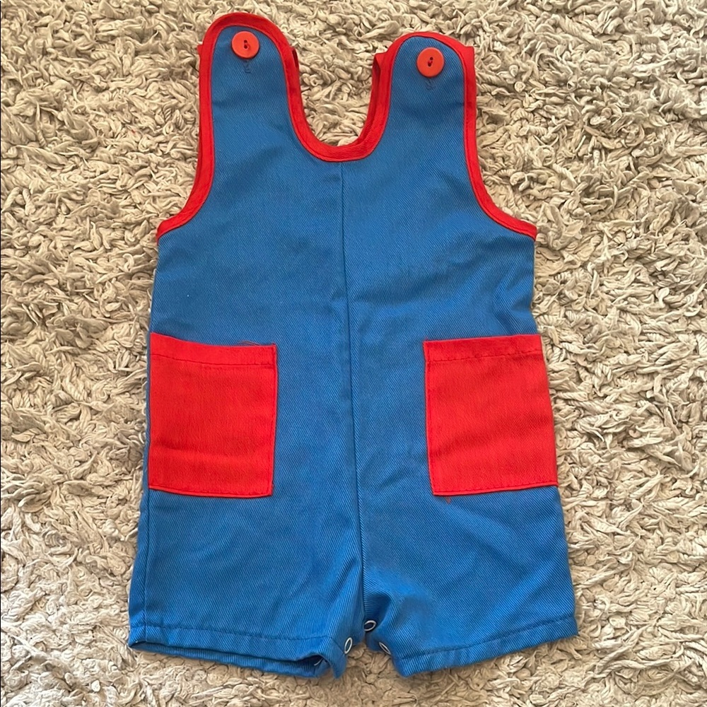 Vintage 1970’s 1980’s Sears Perma-Prest Blue and Red Romper